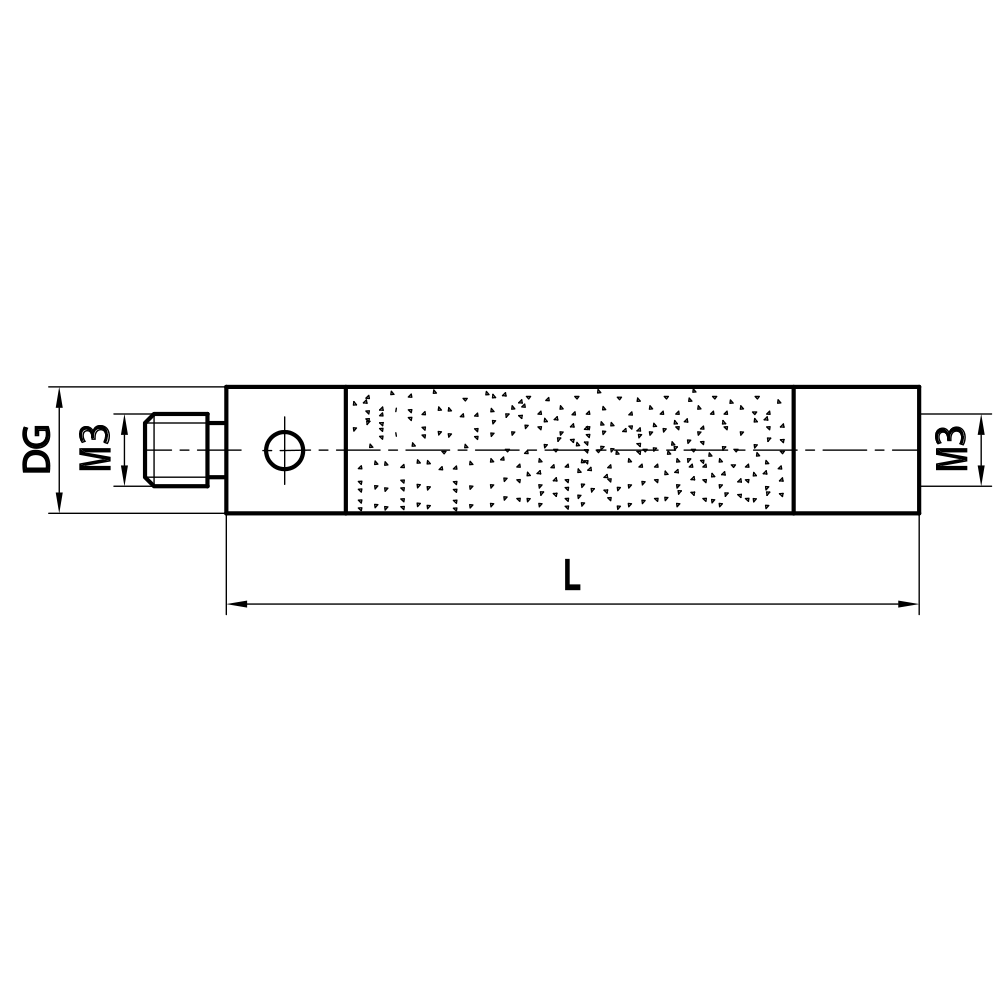 Drawing of product M3 Extension ceramic; DG 4.0 mm; L 60.0 mm