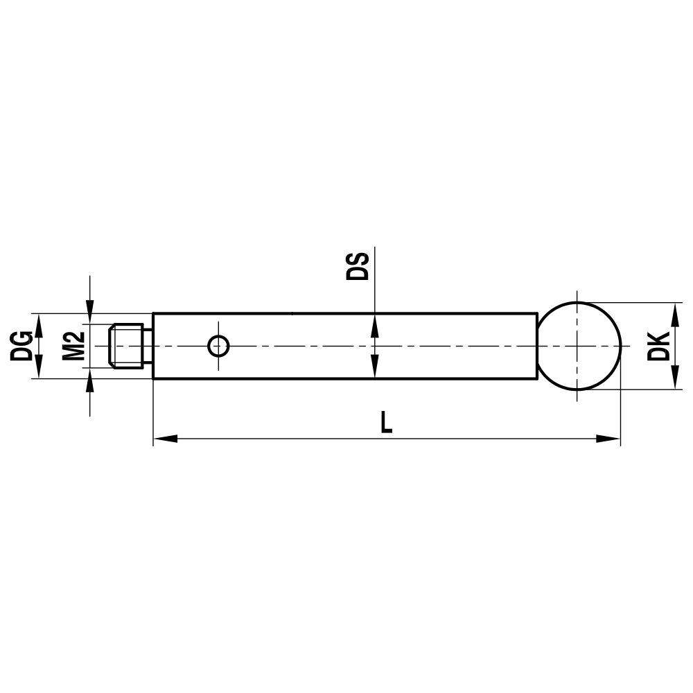 Drawing of product M2 Straight Stylus; DK 6.0 mm; L 28.0 mm