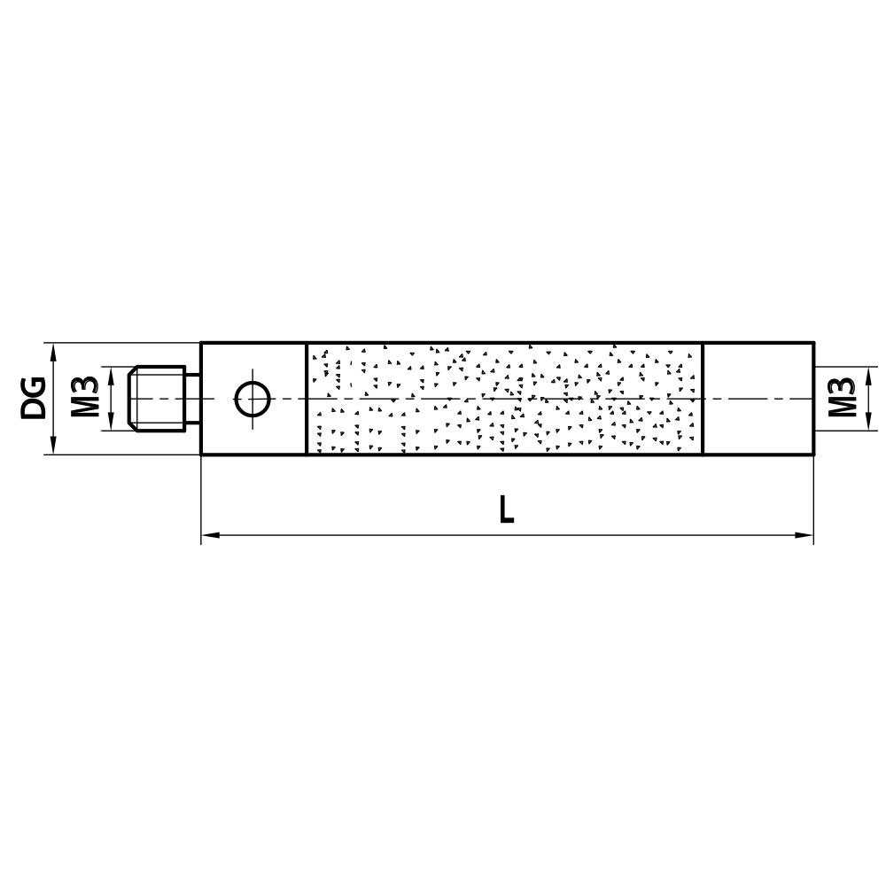 Drawing of product M3 Extension ceramic; DG 4.0 mm; L 40.0 mm