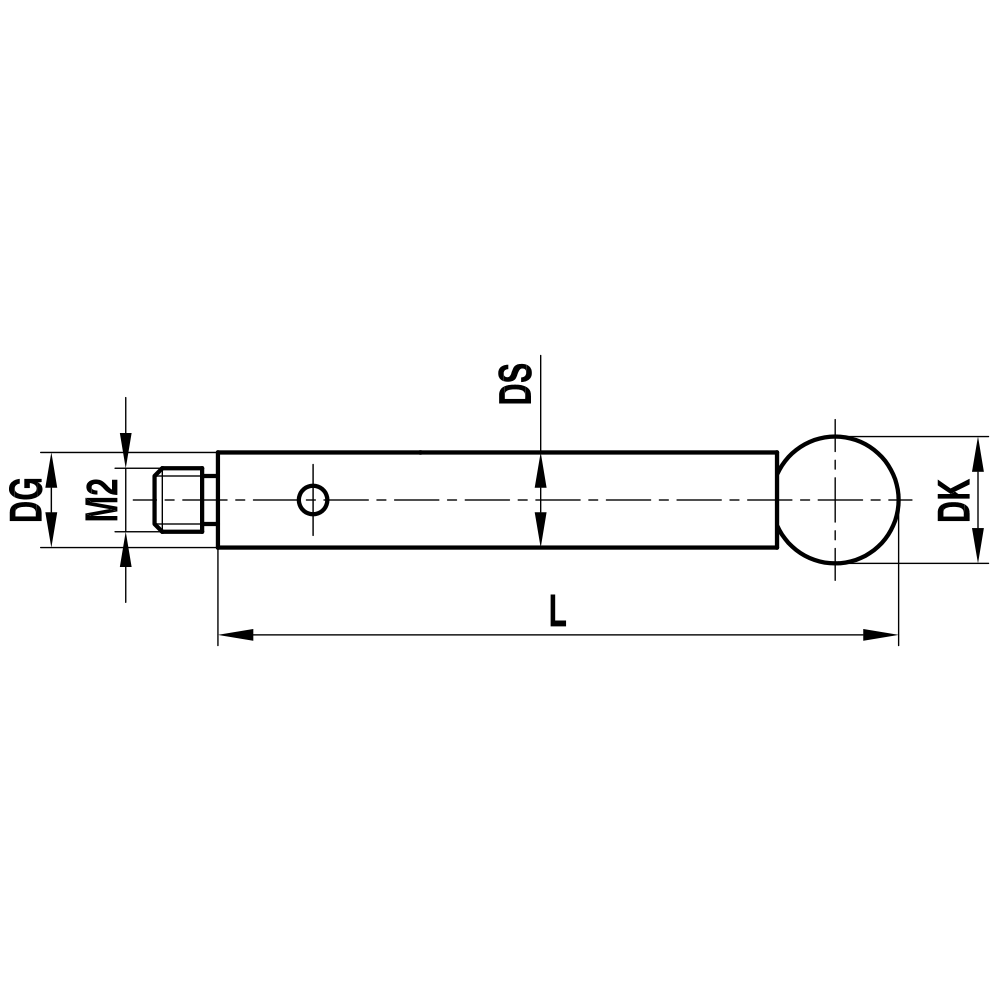 Drawing of product M2 Straight Stylus; DK 4.0 mm; L 42.0 mm