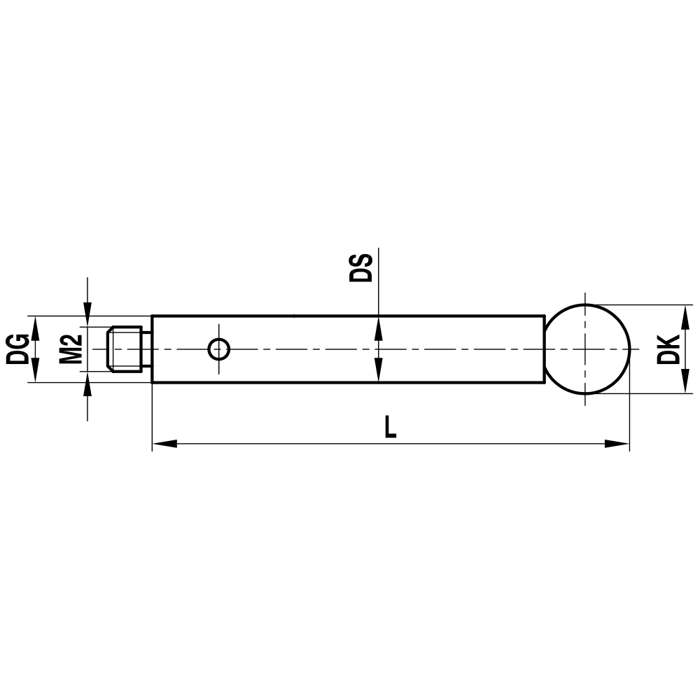 Drawing of product M2 Straight Stylus; DK 5.0 mm; L 52.5 mm