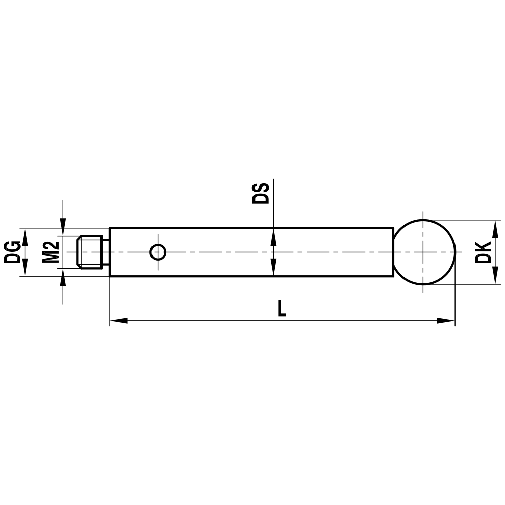 Drawing of product M2 Straight Stylus; DK 5.0 mm; L 42.5 mm