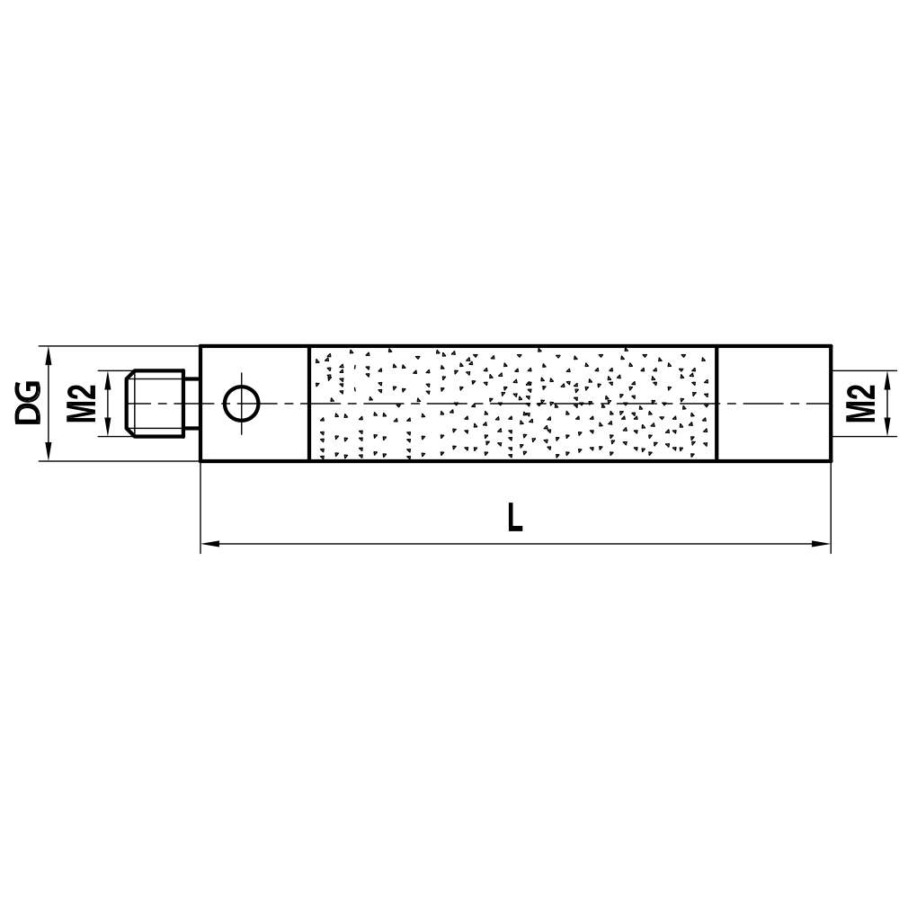 Drawing of product M2 Extension ceramic; DG 3.0 mm; L 40.0 mm